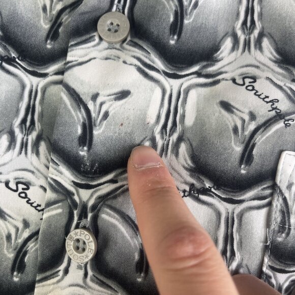 Vintage Southpole Short Sleeve Button Shirt Men's L y2k Psychedelic's AOP (READ) - Picture 14 of 16